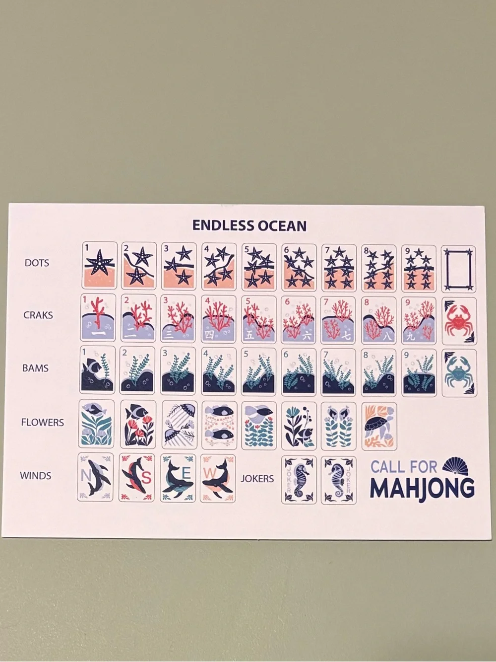Mahjong Tiles Call For Mahjong Endless Ocean Blue Crab
